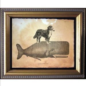 Bernese Mountain Dog on Whale Print Tea Stained
